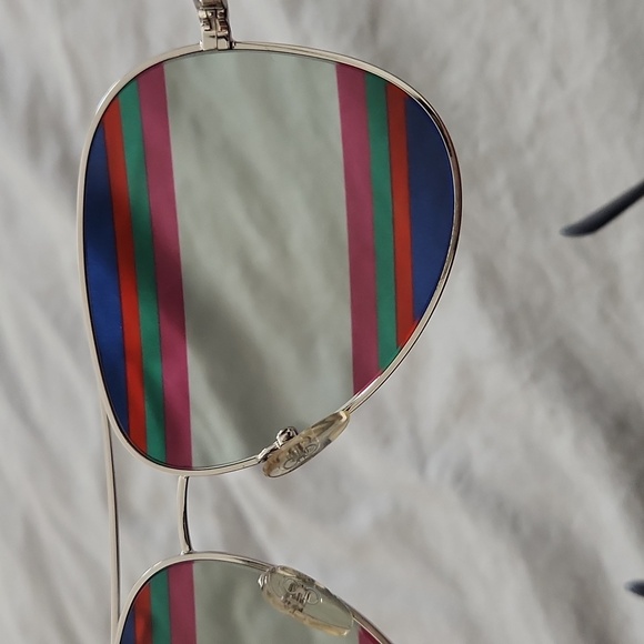 Salvatore Ferragamo Rainbow Silver/Mint Aviator Sunglasses AUTH - Picture 10 of 11
